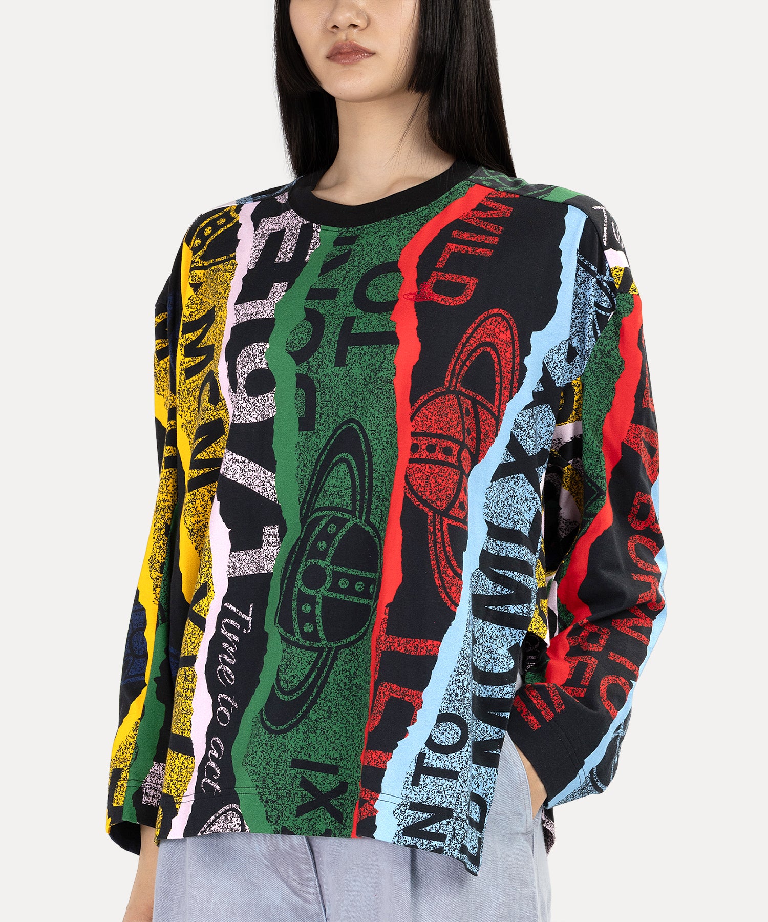 TOWEL BLACK PRINT ピロー 長袖Tシャツ(ブラック)（レディース