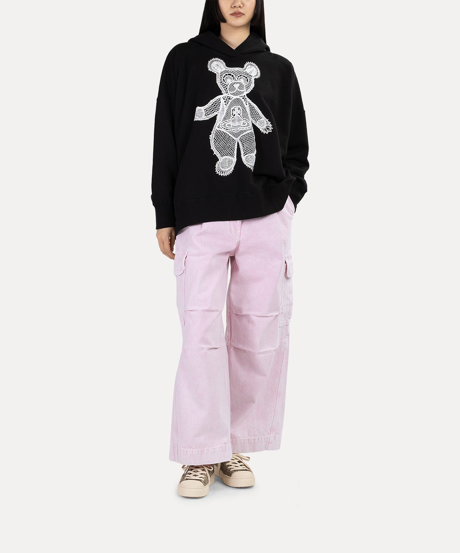 LACE TEDDYチュニックフーディー(ブラック)（レディース）（1612361002