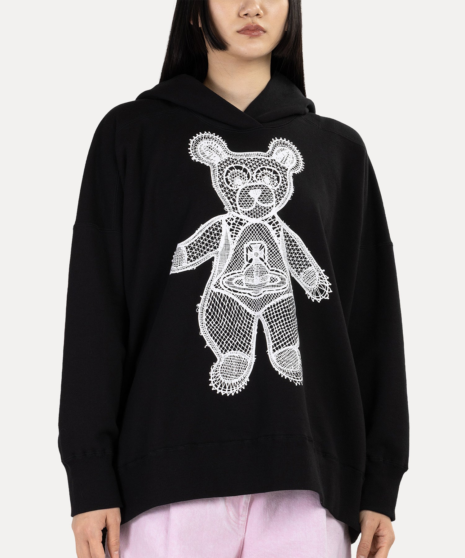 LACE TEDDYチュニックフーディー(ブラック)（レディース）（1612361002