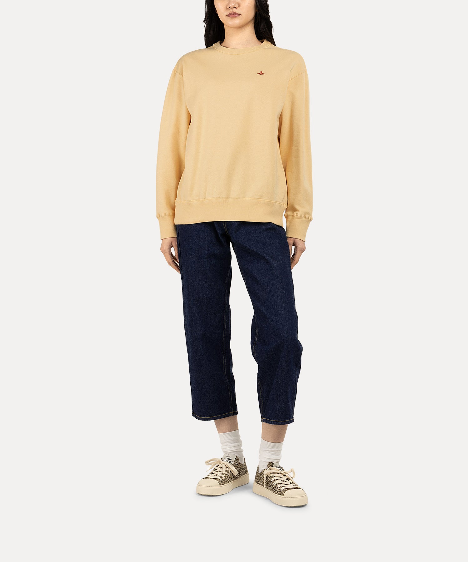 裏毛クルーネック スウェットシャツ(イエロー)（レディース