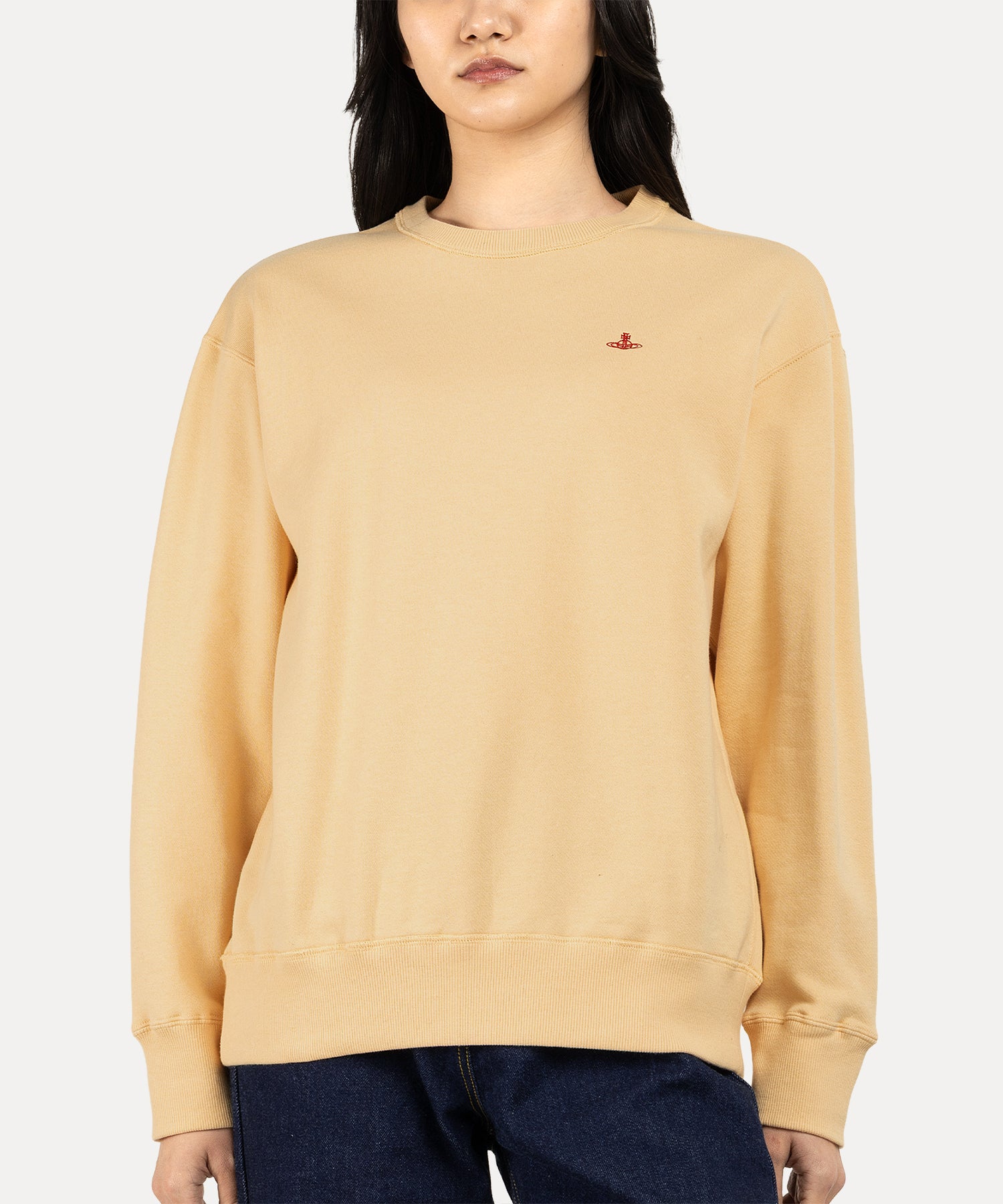 裏毛クルーネック スウェットシャツ(イエロー)（レディース