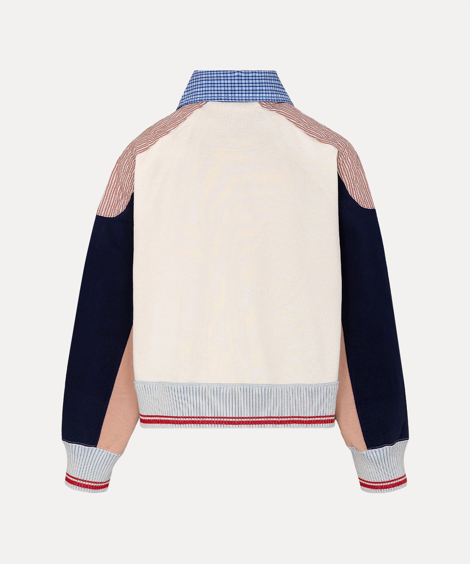 マルチカラーブロッキング 裏毛ハーフジップトップ(ホワイト