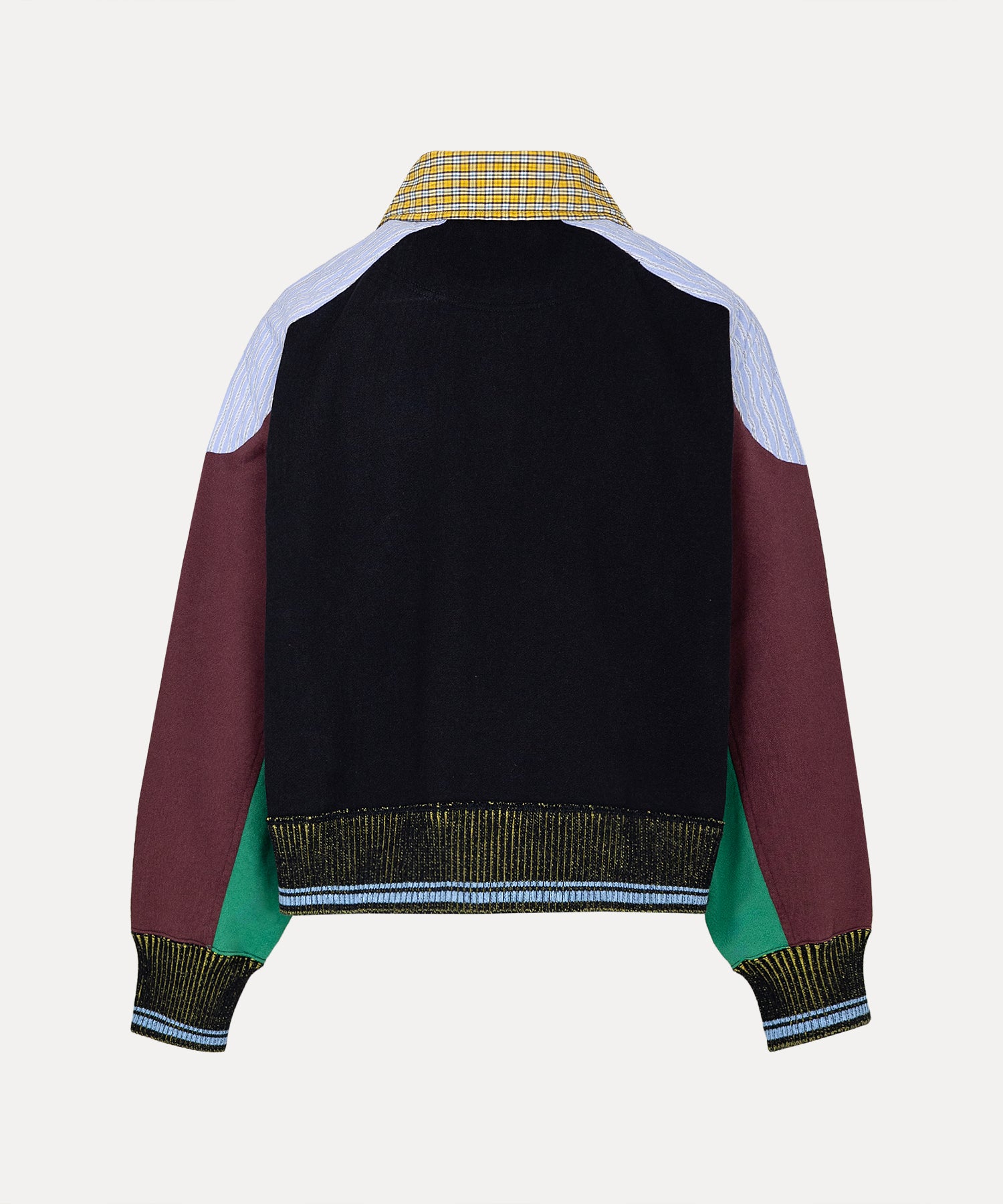 マルチカラーブロッキング 裏毛ハーフジップトップ(ブラック