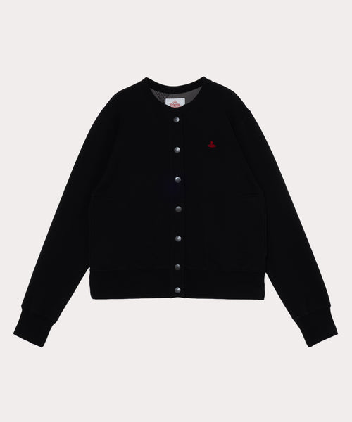 裏毛スナップ カーディガン(ブラック)（レディース）（1612452004
