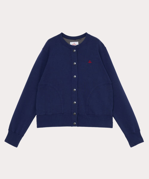 裏毛スナップ カーディガン(ブルー)（レディース）（1612452004