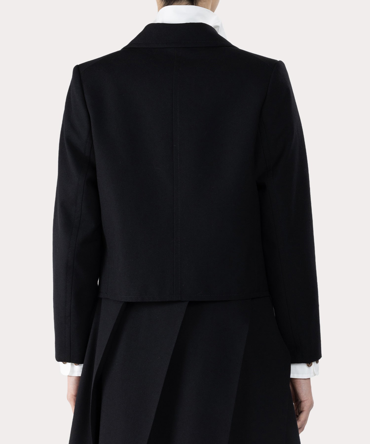 ウールサージ コンパクトジャケット(ブラック)（レディース