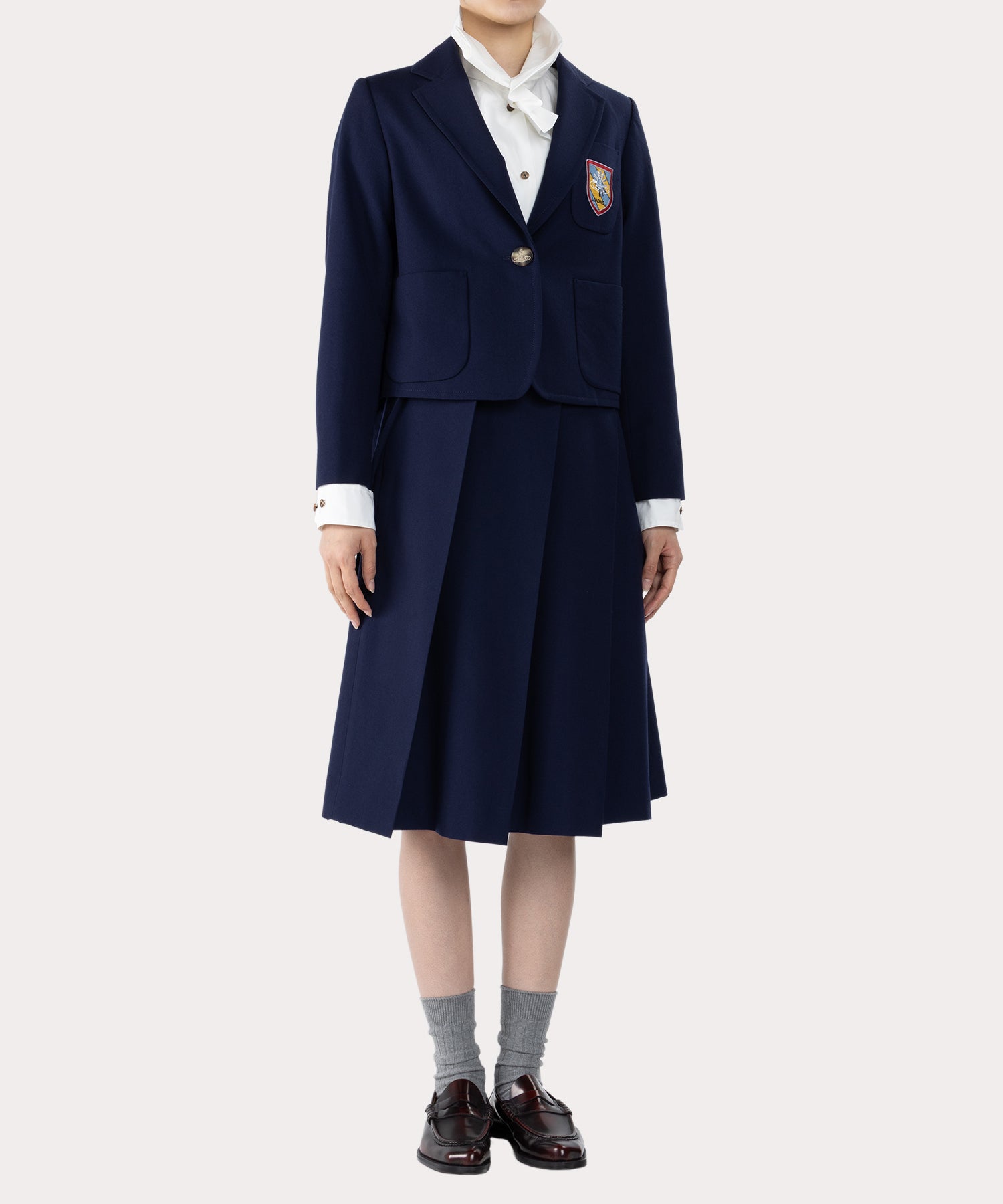 ウールサージ コンパクトジャケット(ブルー)（レディース