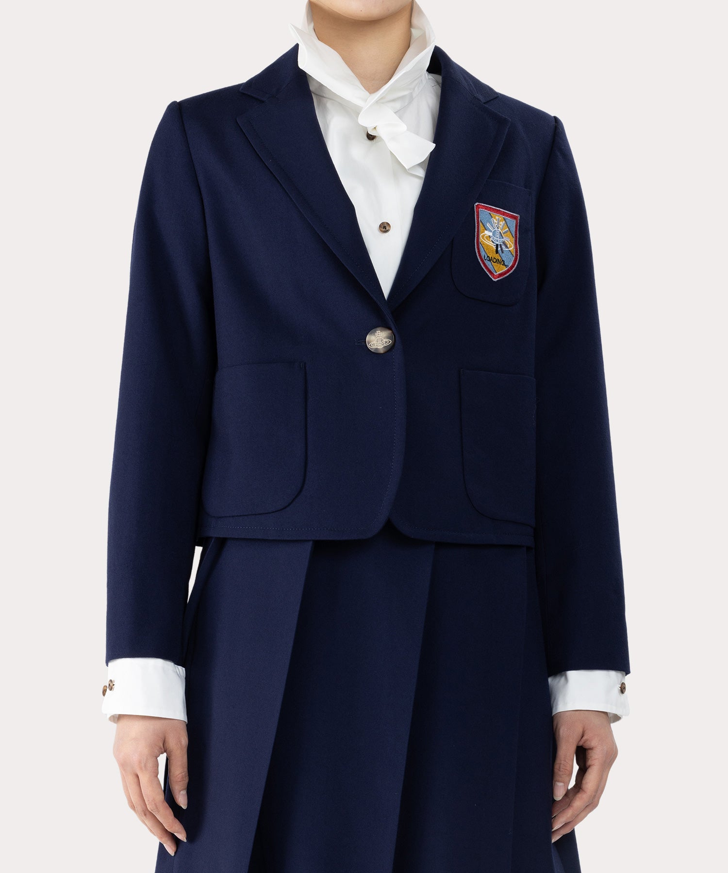 ウールサージ コンパクトジャケット(ブルー)（レディース