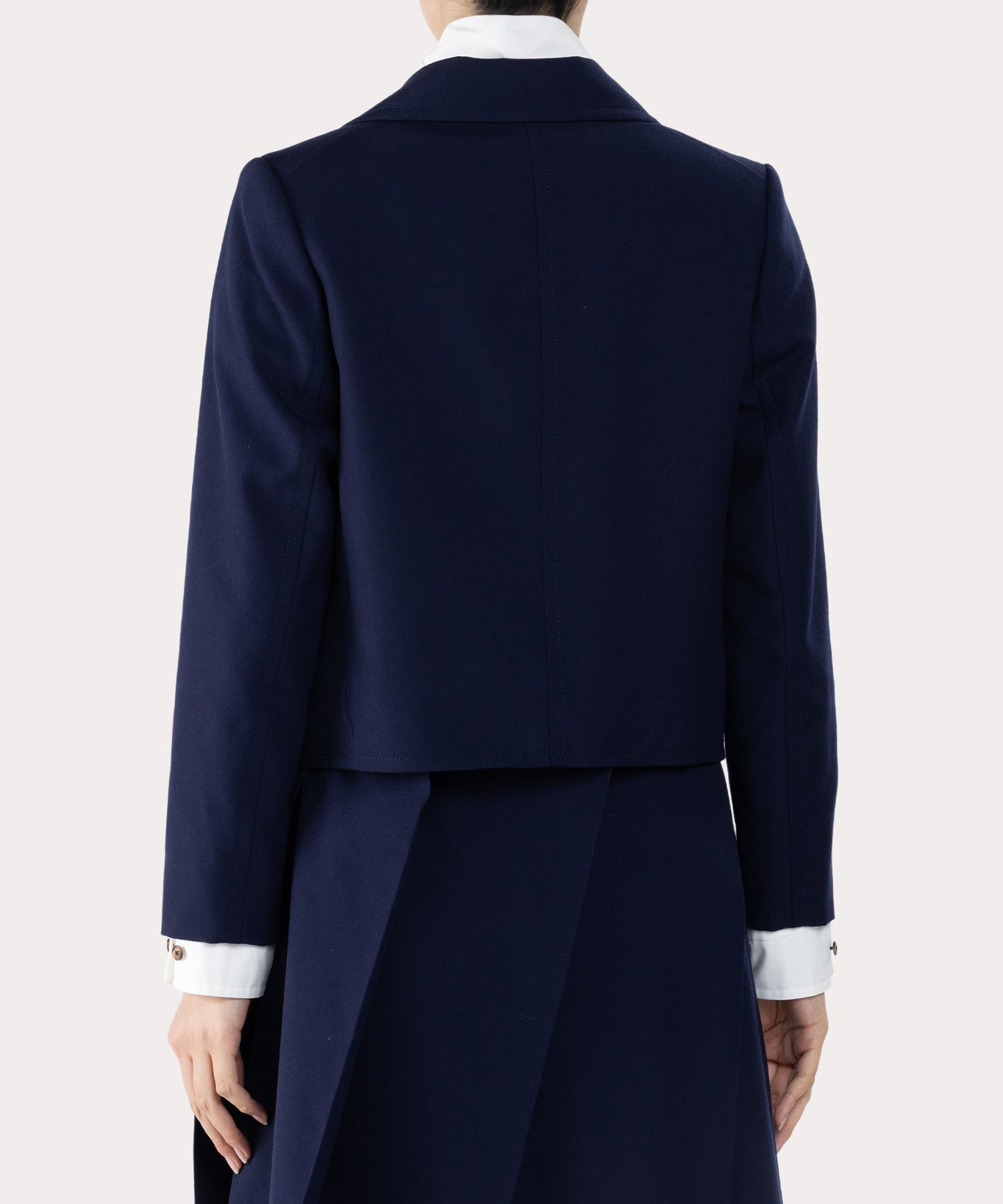 ウールサージ コンパクトジャケット(ブルー)（レディース