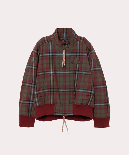 TARTAN CHECK ピローコンパクトブルゾン(カーキ)（レディース
