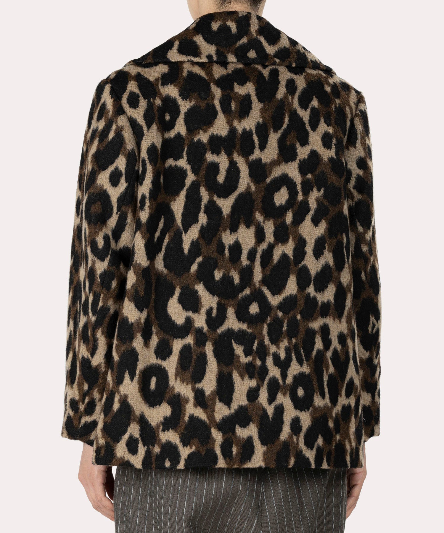 レオパードジャカード ピーコート(ブラウン系)（レディース