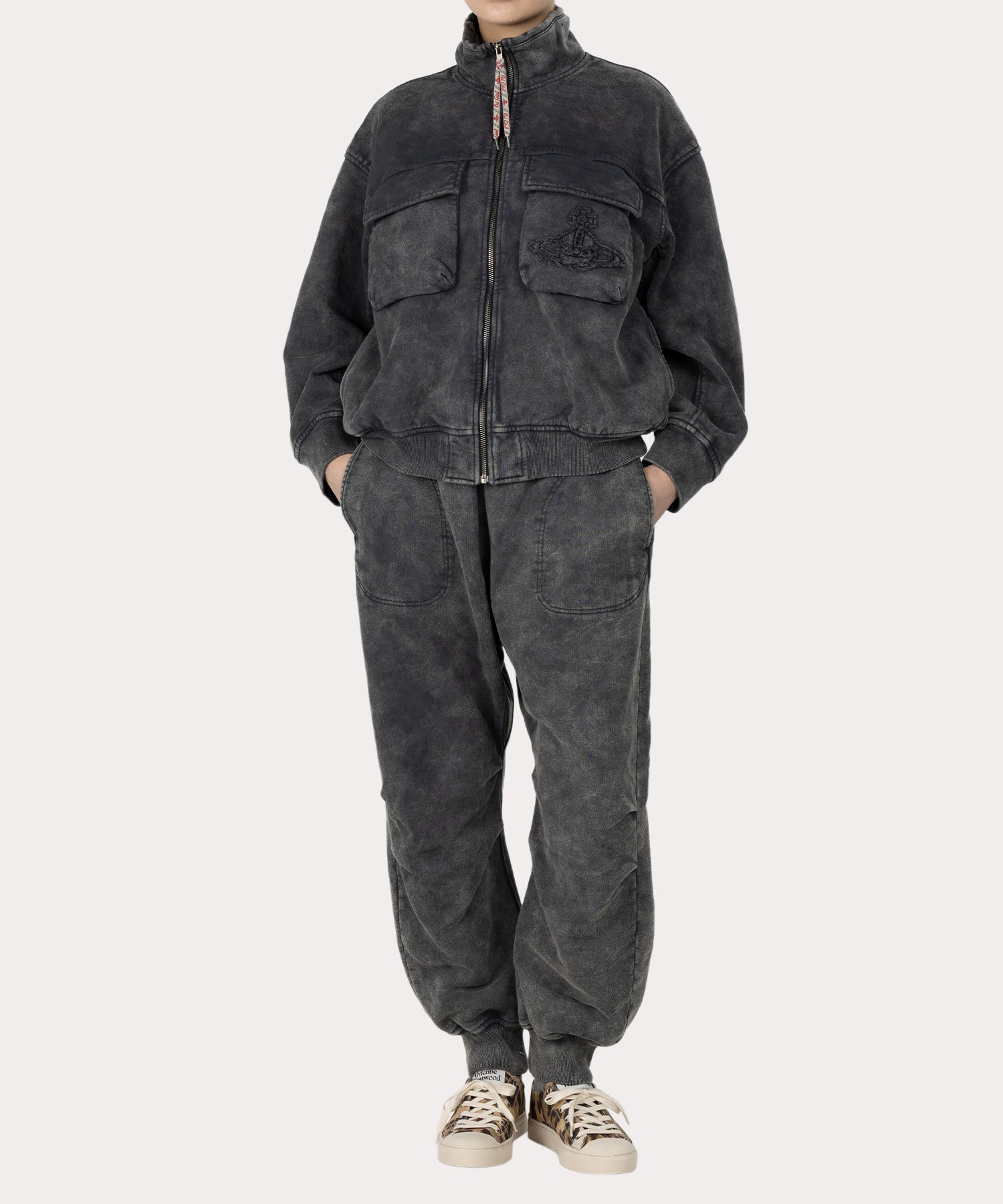 ケミカルウォッシュ ブルゾン(ブラック)（レディース）（1612452024