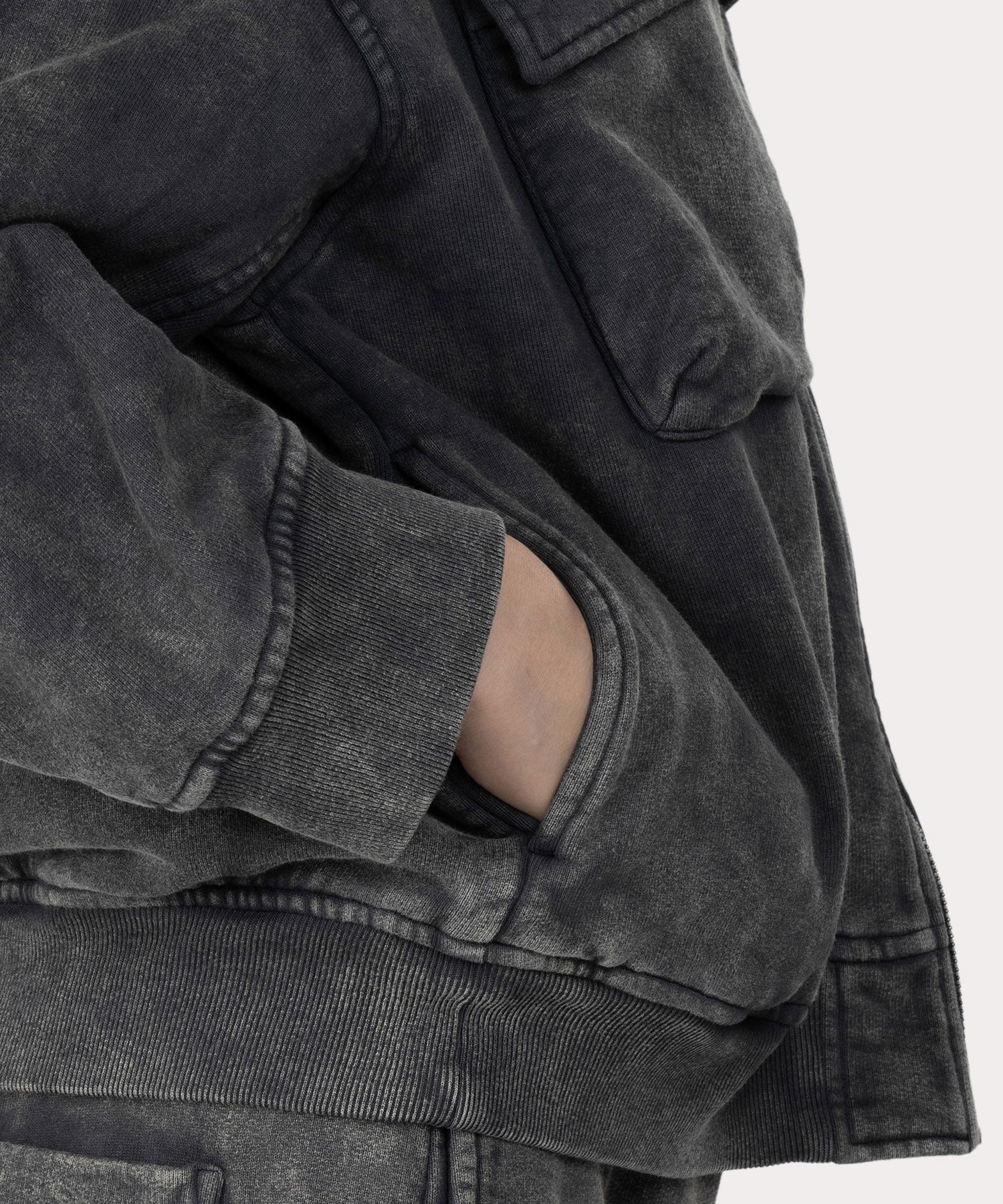 ケミカルウォッシュ ブルゾン(ブラック)（レディース）（1612452024