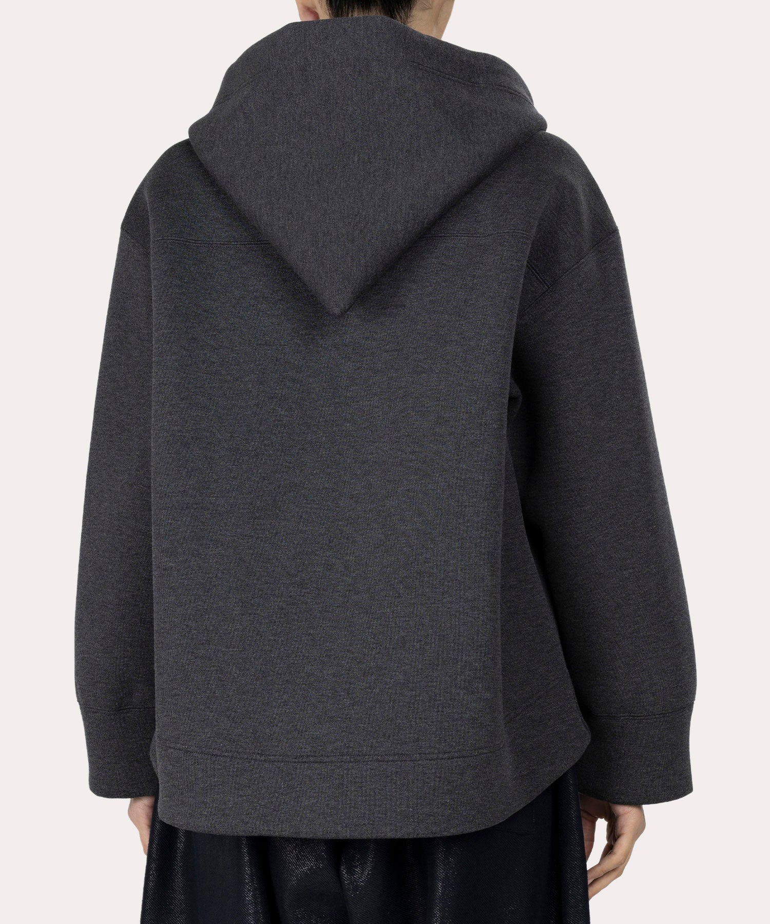 ヘビーダンボール ラウンドヘムジップフーディー(グレー)（レディース