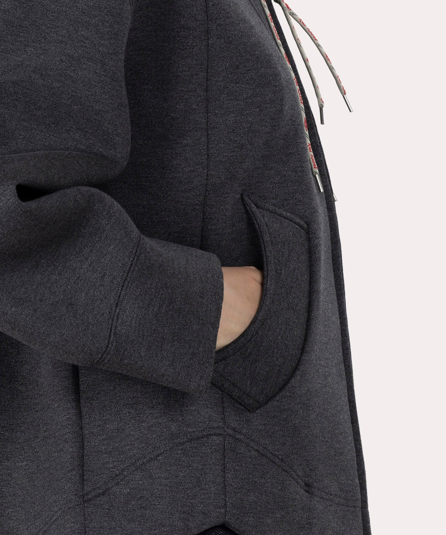 ヘビーダンボール ラウンドヘムジップフーディー(グレー)（レディース