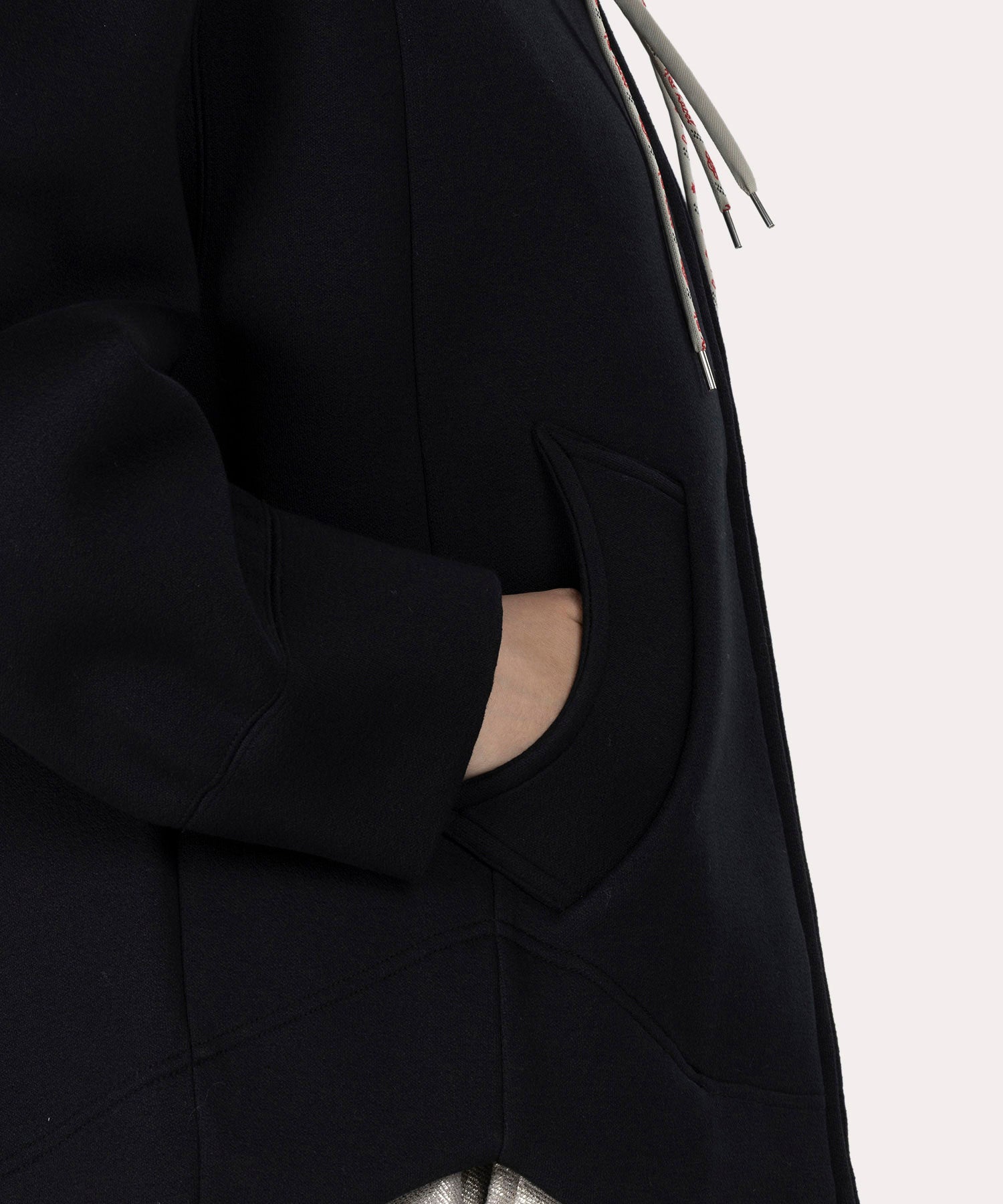 ヘビーダンボール ラウンドヘムジップフーディー(ブラック