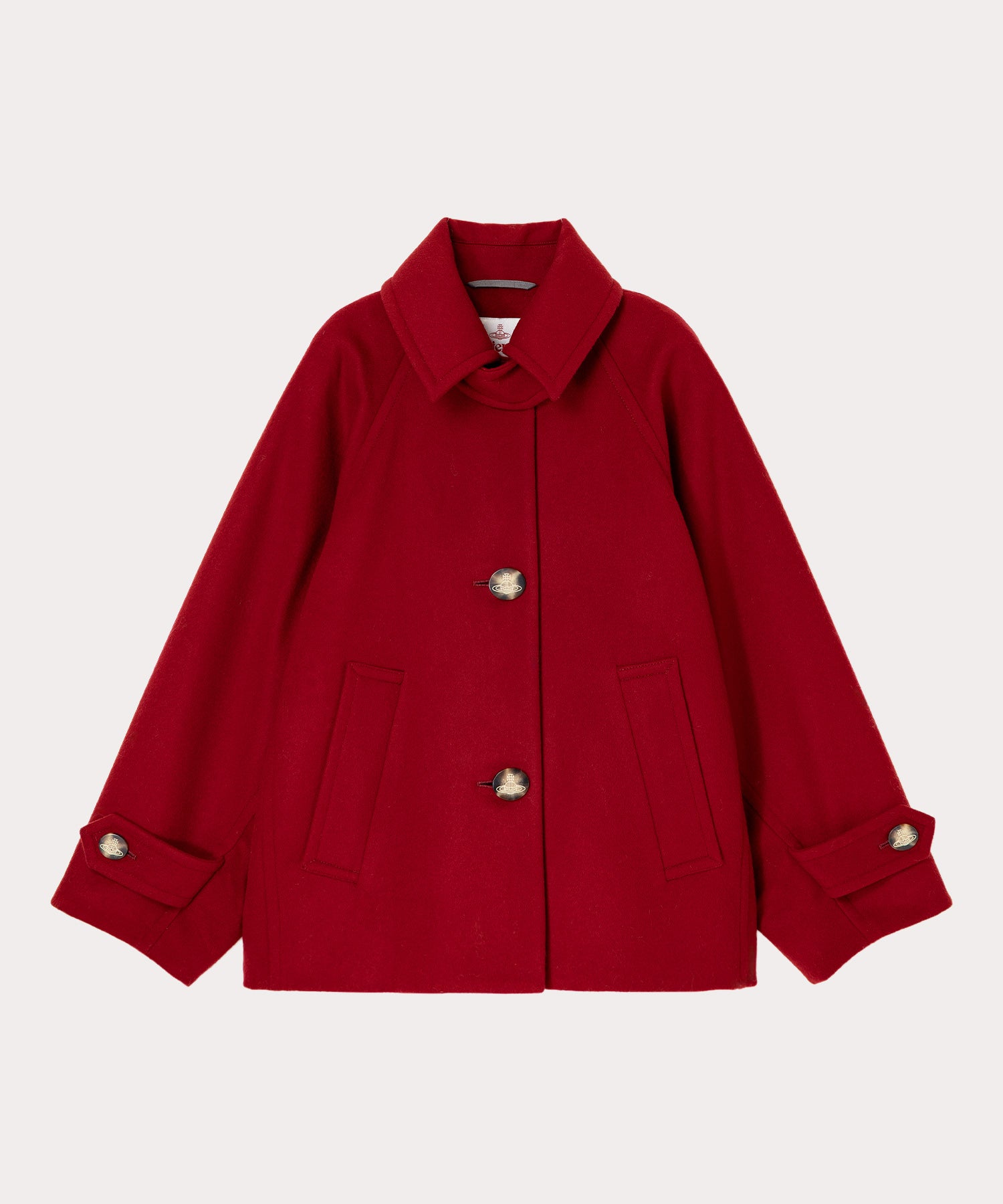 ウールメルトン バットウィングショートコート(レッド)（レディース