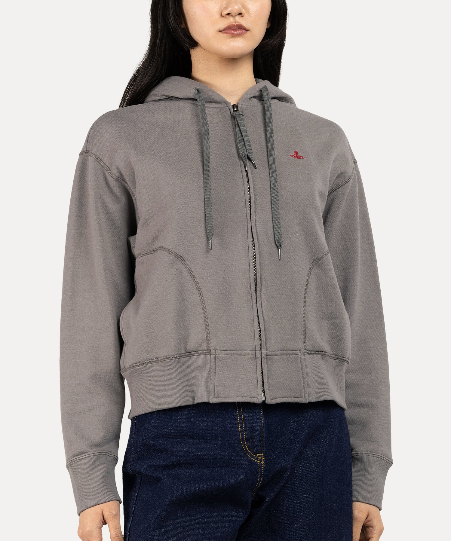 コットン裏毛 ジップフーディー(グレー)（レディース）（1612461001