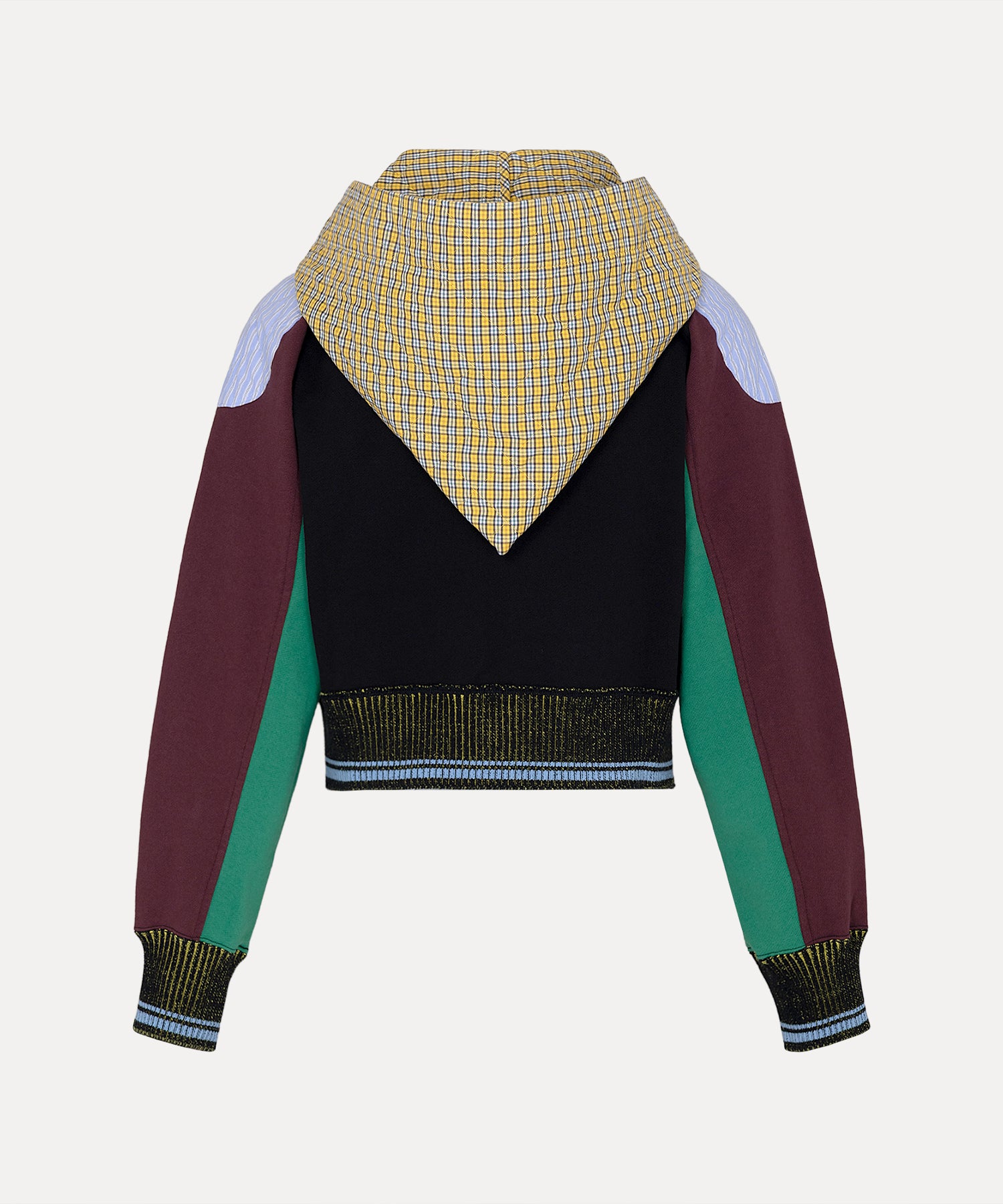 マルチカラーブロッキング 裏毛ジップフーディー(ブラック