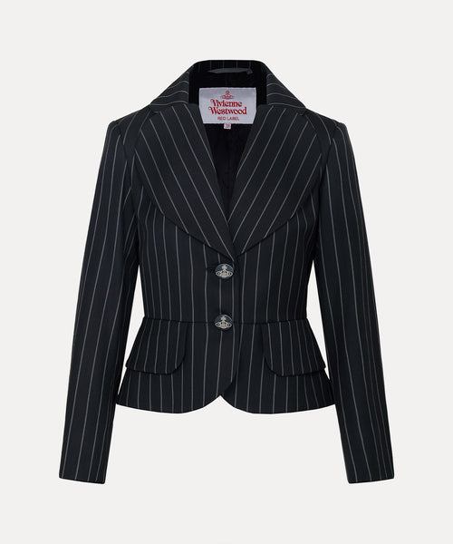 美品 Vivienne Westwood ストライプ ジャケット 38 女性用 ウールギャバ ラブジャケット(ブラック)（レディース）（1612461004