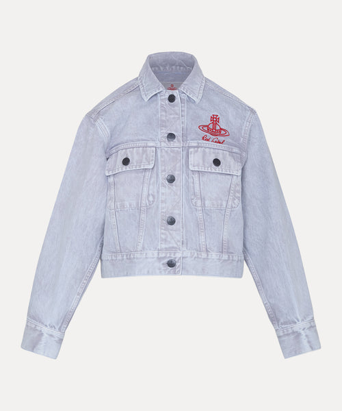 ケミカルカラーデニム ジャケット(ライトグレー)（レディース