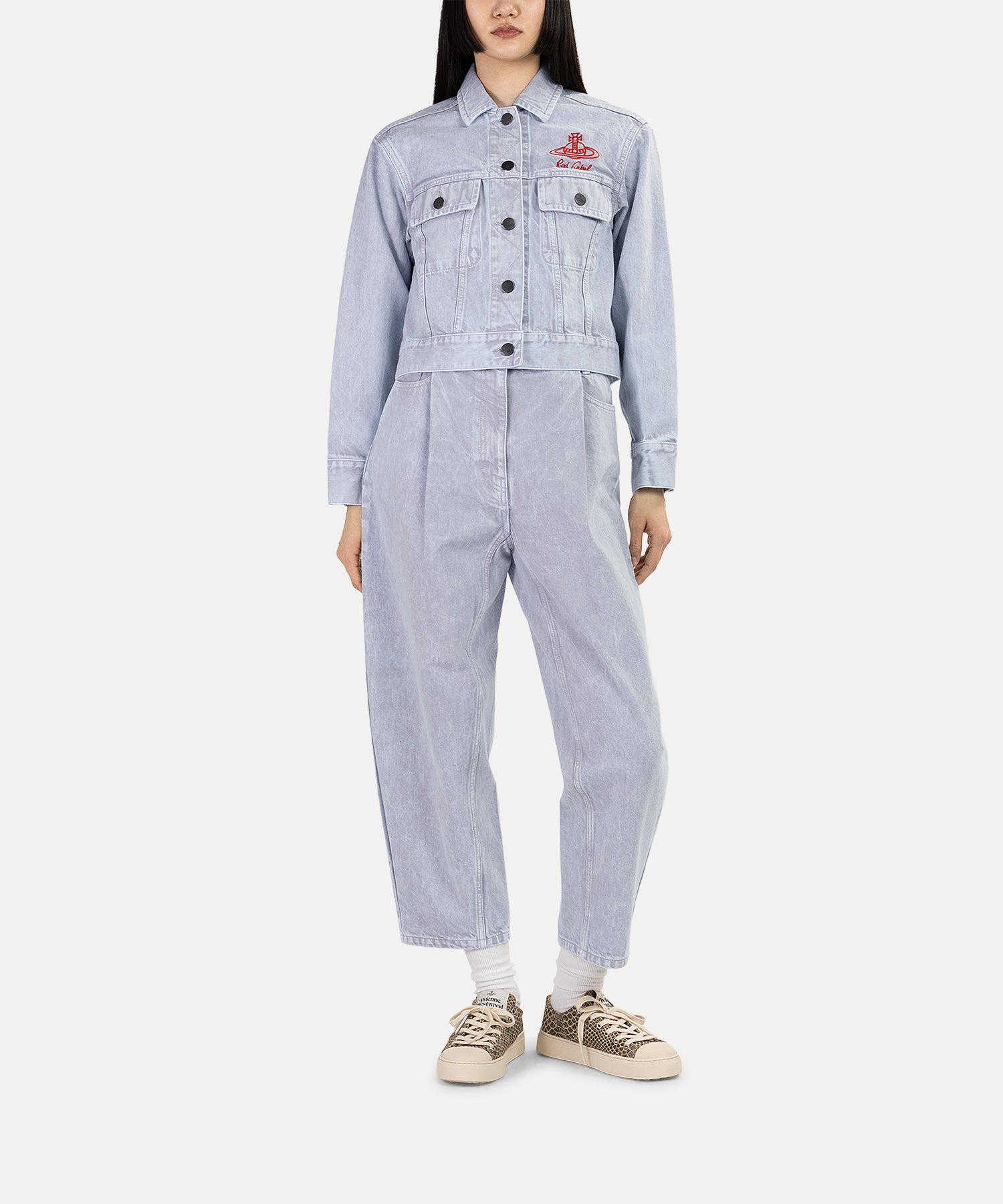 ケミカルカラーデニム ジャケット(ライトグレー)（レディース