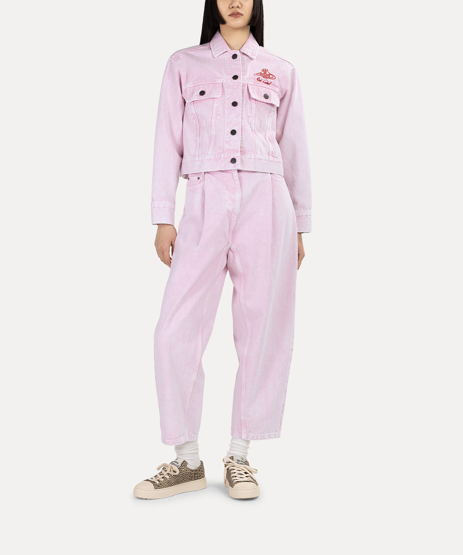 ケミカルカラーデニム ジャケット(ピンク)（レディース）（1612461008