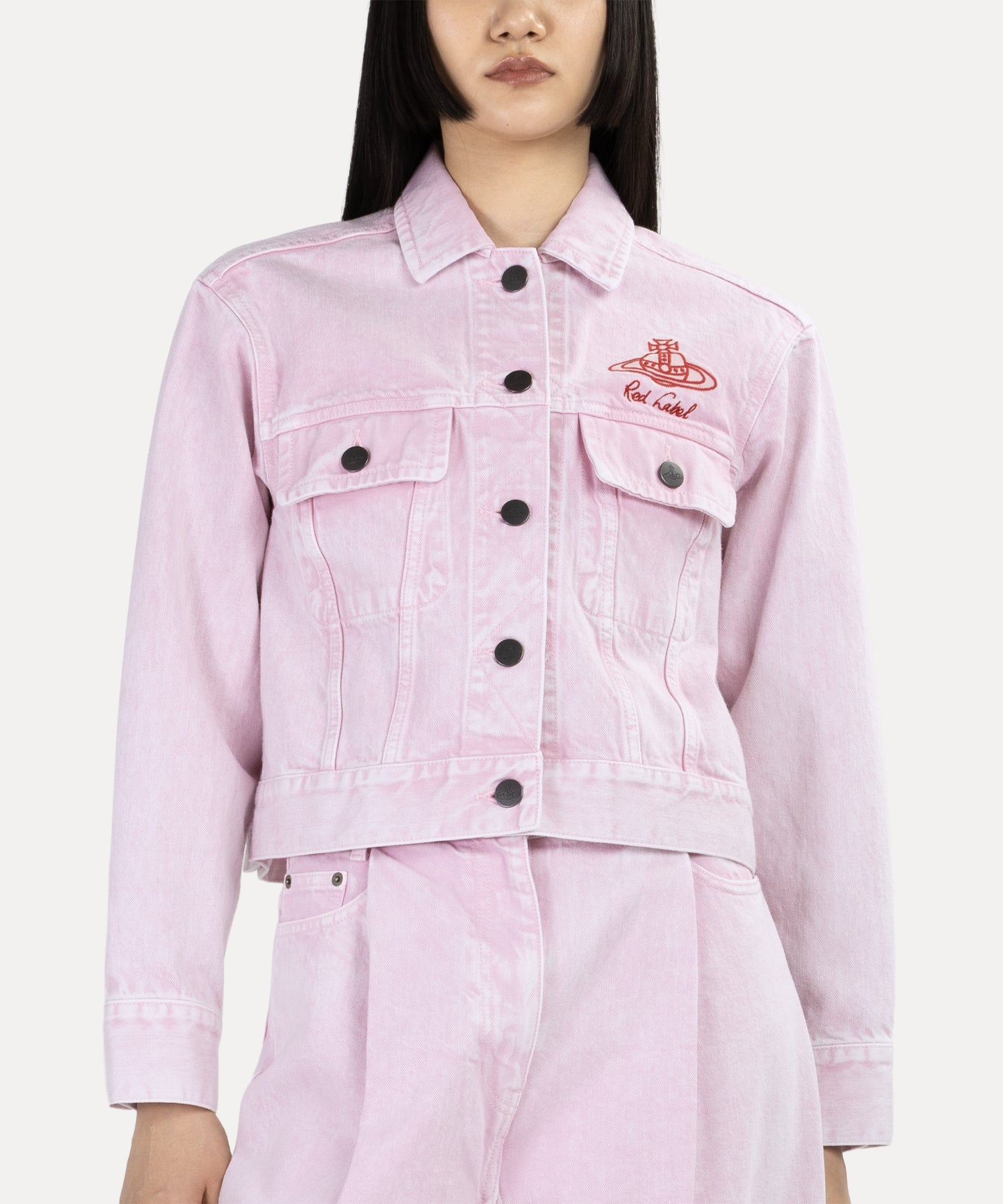 ケミカルカラーデニム ジャケット(ピンク)（レディース）（1612461008