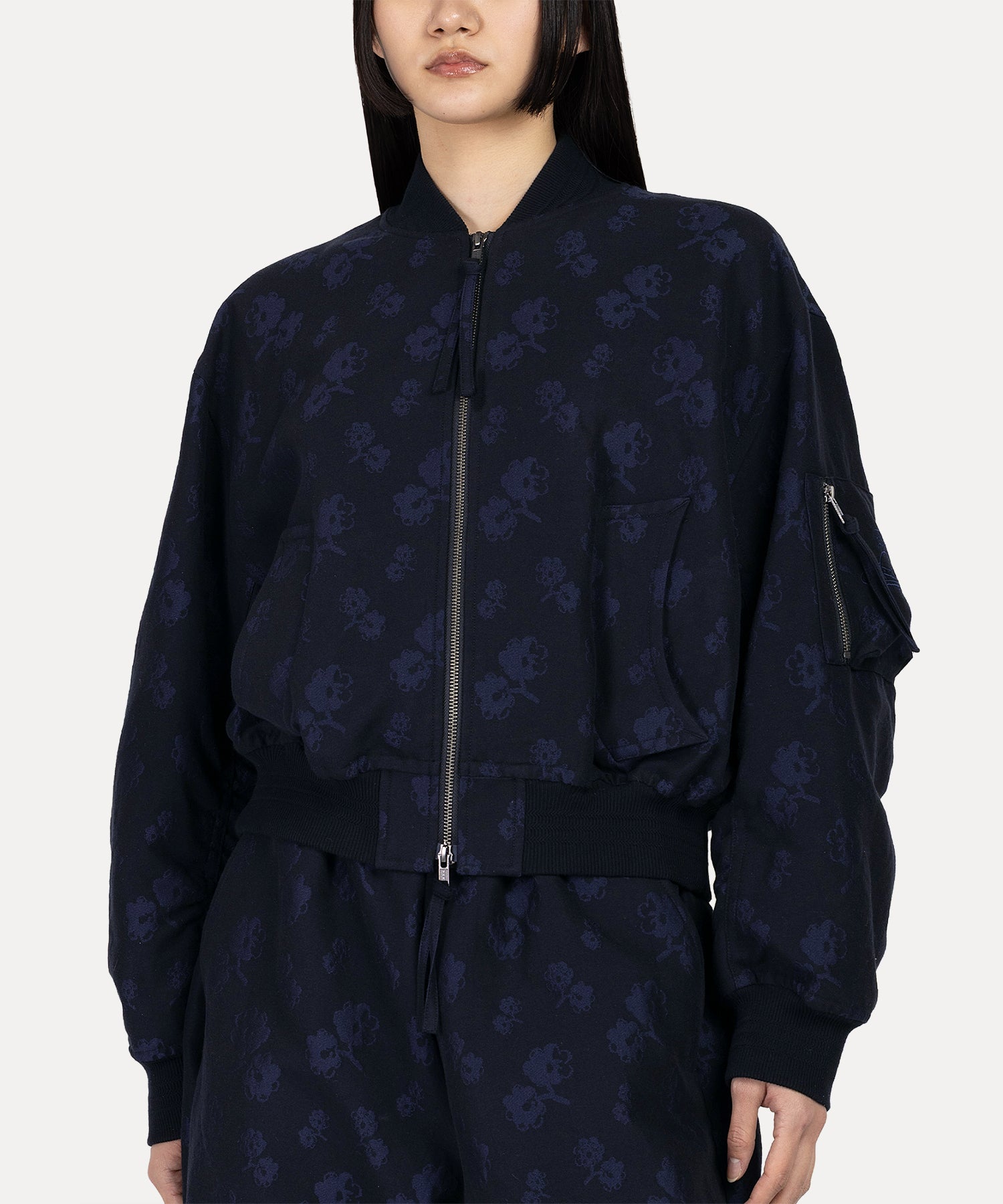 CLOQUE FLOWER ジャカードMA-1(ブラック系)（レディース）（1612461009