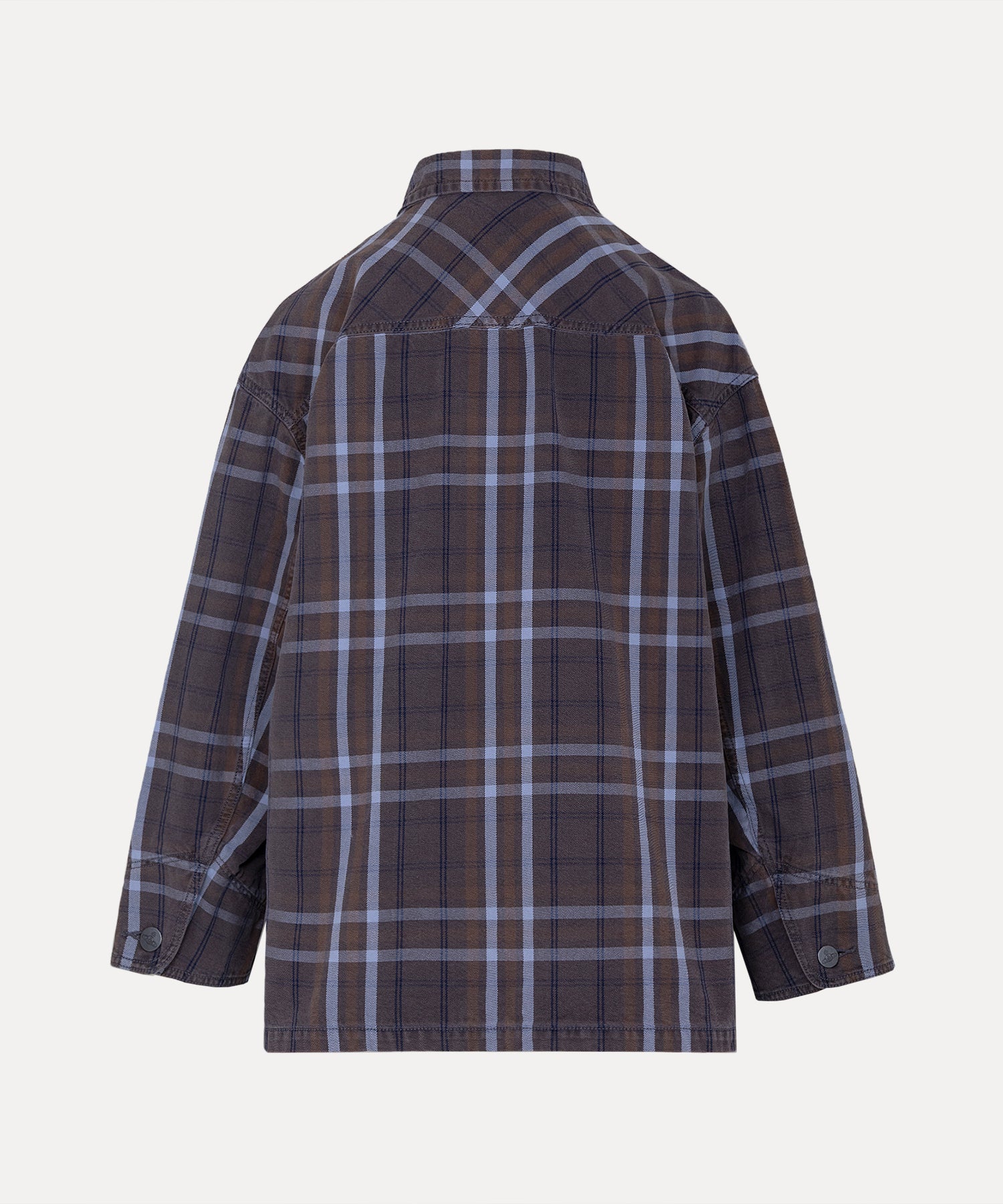 タータンチェックデニム カバーオール(グレー系)（レディース