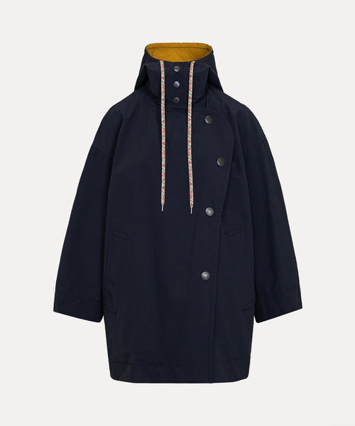 ナイロンコットン クロス リバーシブルコート(ネイビー)（レディース