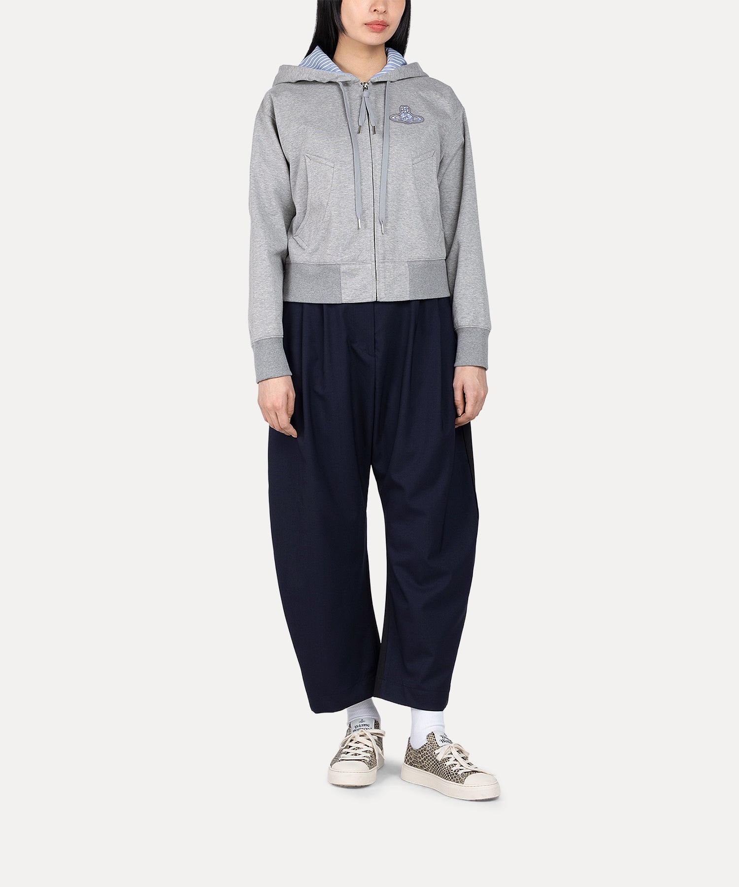 ボンディングジャージ ORBパッチジップフーディー(グレー)（レディース