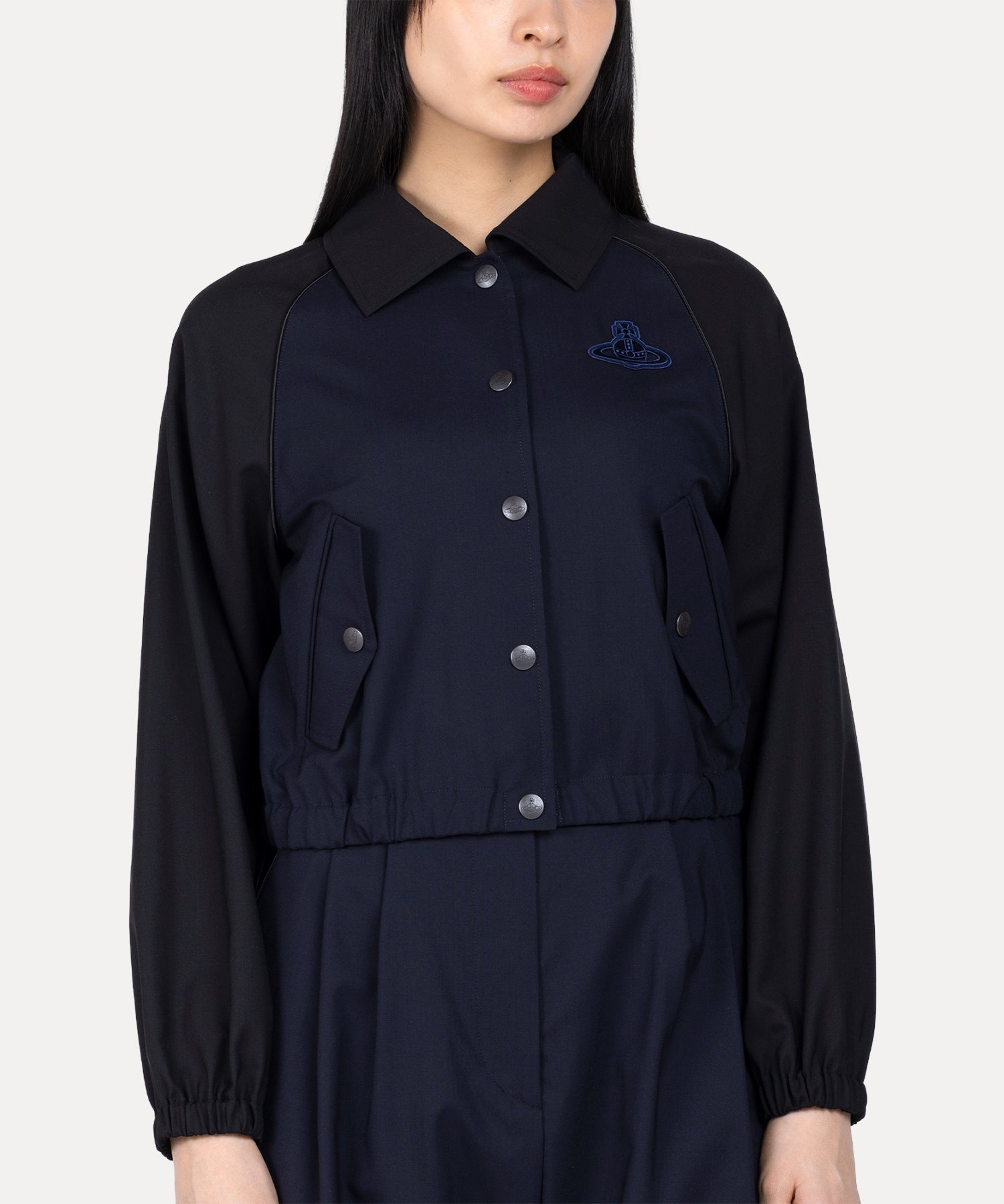 ブロッキング トラックジャケット(ネイビー)（レディース