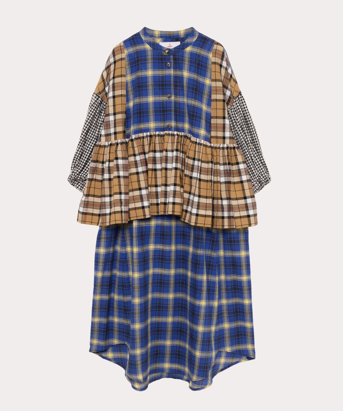 トリプルチェックブロッキング シャツワンピース