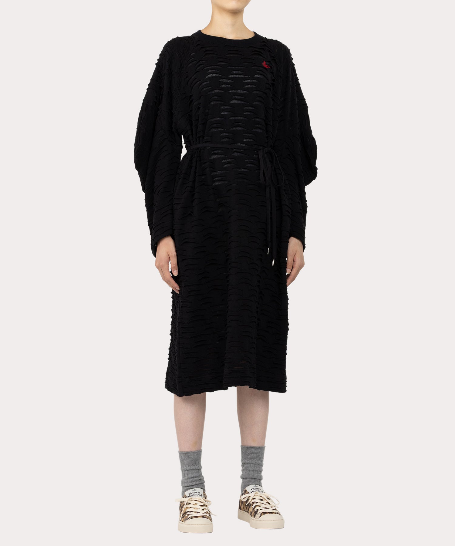 VivienneWestwood☆ メッシュブロッキング ワンピース ブラック スラッシュタック ラグランワンピース(ブラック)（レディース