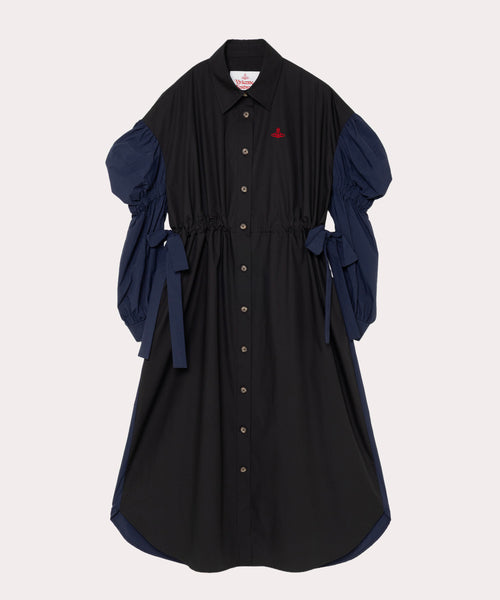 エイリアンスリーブ シャツワンピース(ブラック)（レディース