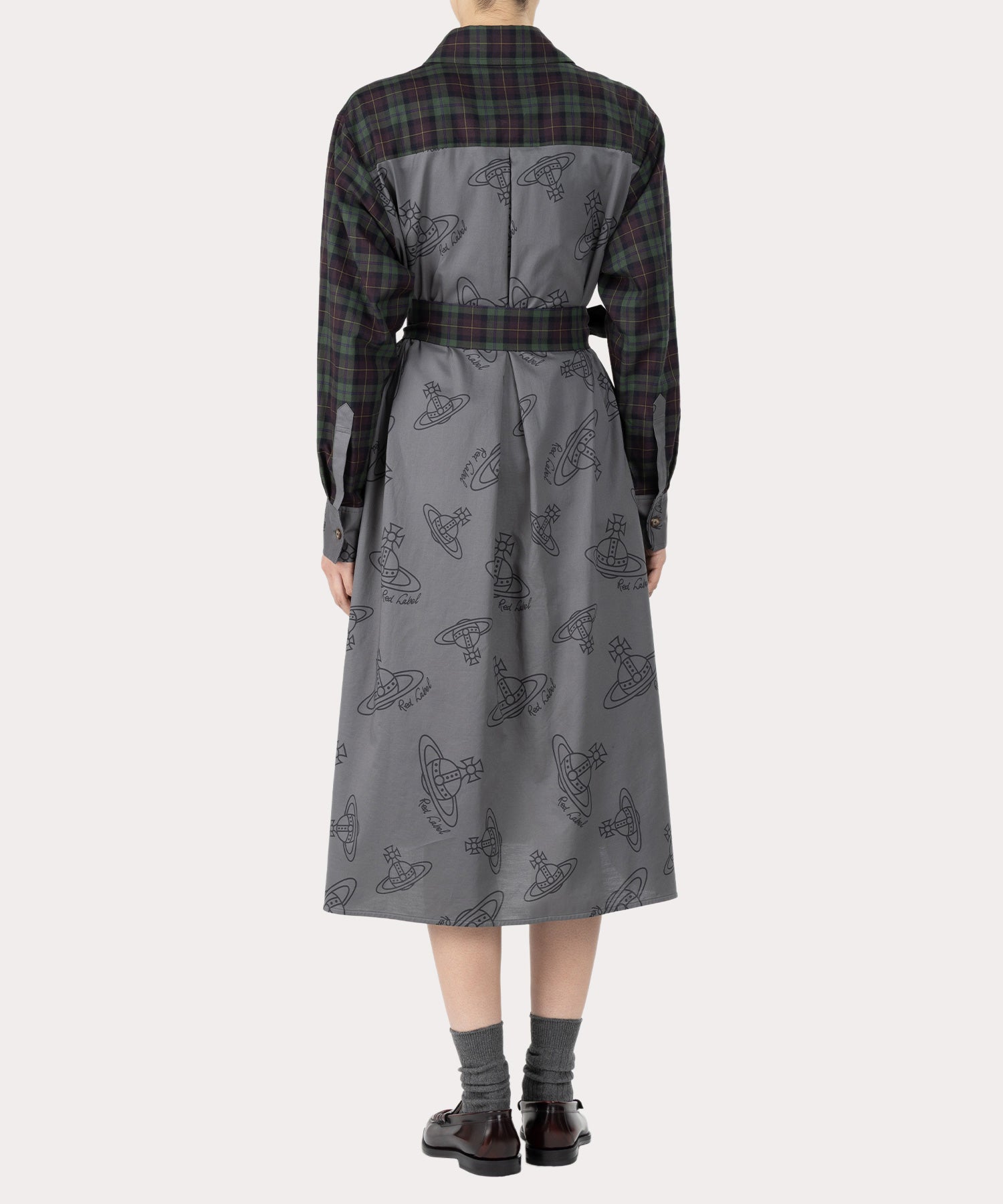 コットン ビエラチェックビブシャツ ロングドレス