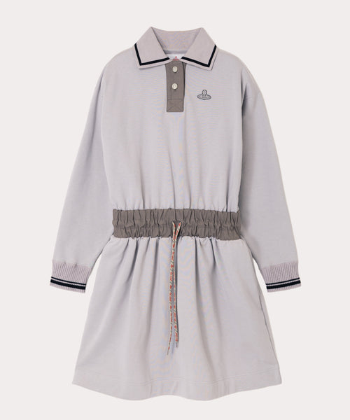 オーガニックBD裏毛 ポロ衿ワンピース(ライトグレー)（レディース
