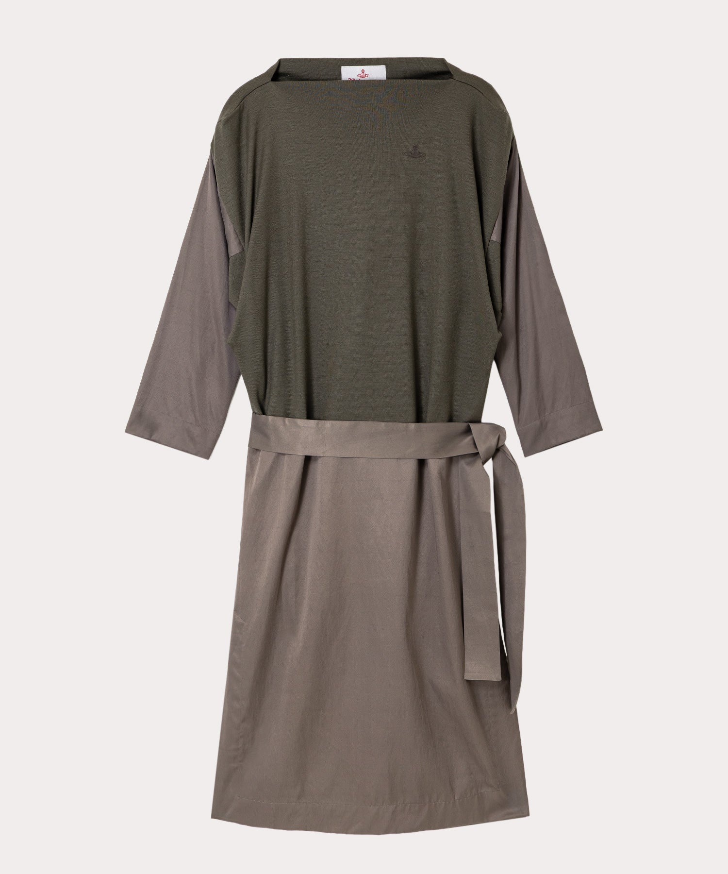 ウォッシャブルウールジャージー サテンブロッキングワンピース