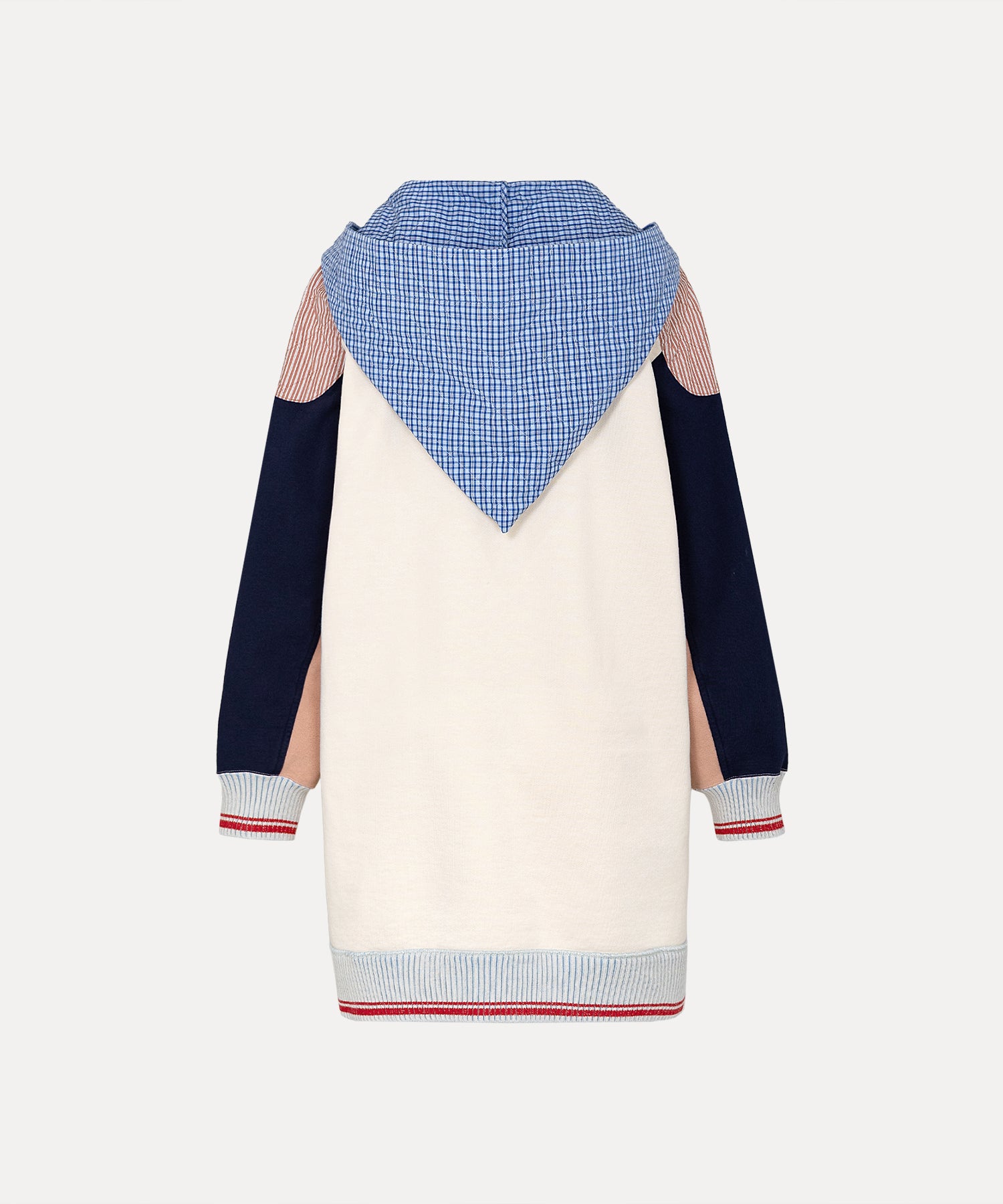 マルチカラーブロッキング 裏毛フーディーワンピース(ホワイト