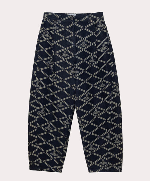 美品　Vivienne Westwood デニムキュロット DIAMOND ORB タックワイドデニム(ブルー系)（レディース