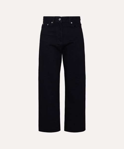 デニム ストレートパンツ(ブラック)（レディース）（1612761003