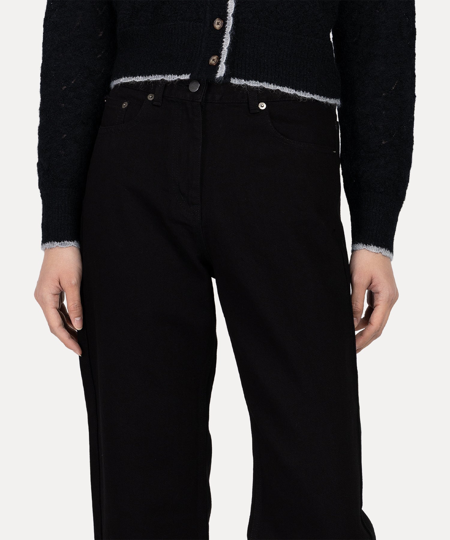 デニム ストレートパンツ(ブラック)（レディース）（1612761003