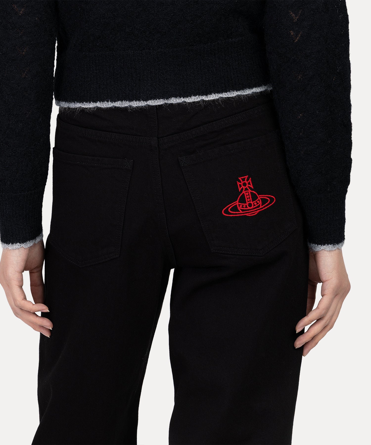 デニム ストレートパンツ(ブラック)（レディース）（1612761003