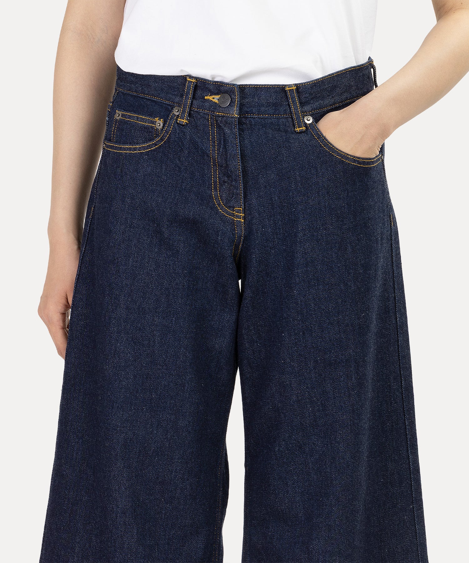 オーガニックコットン フレアパンツ(ブルー)（レディース