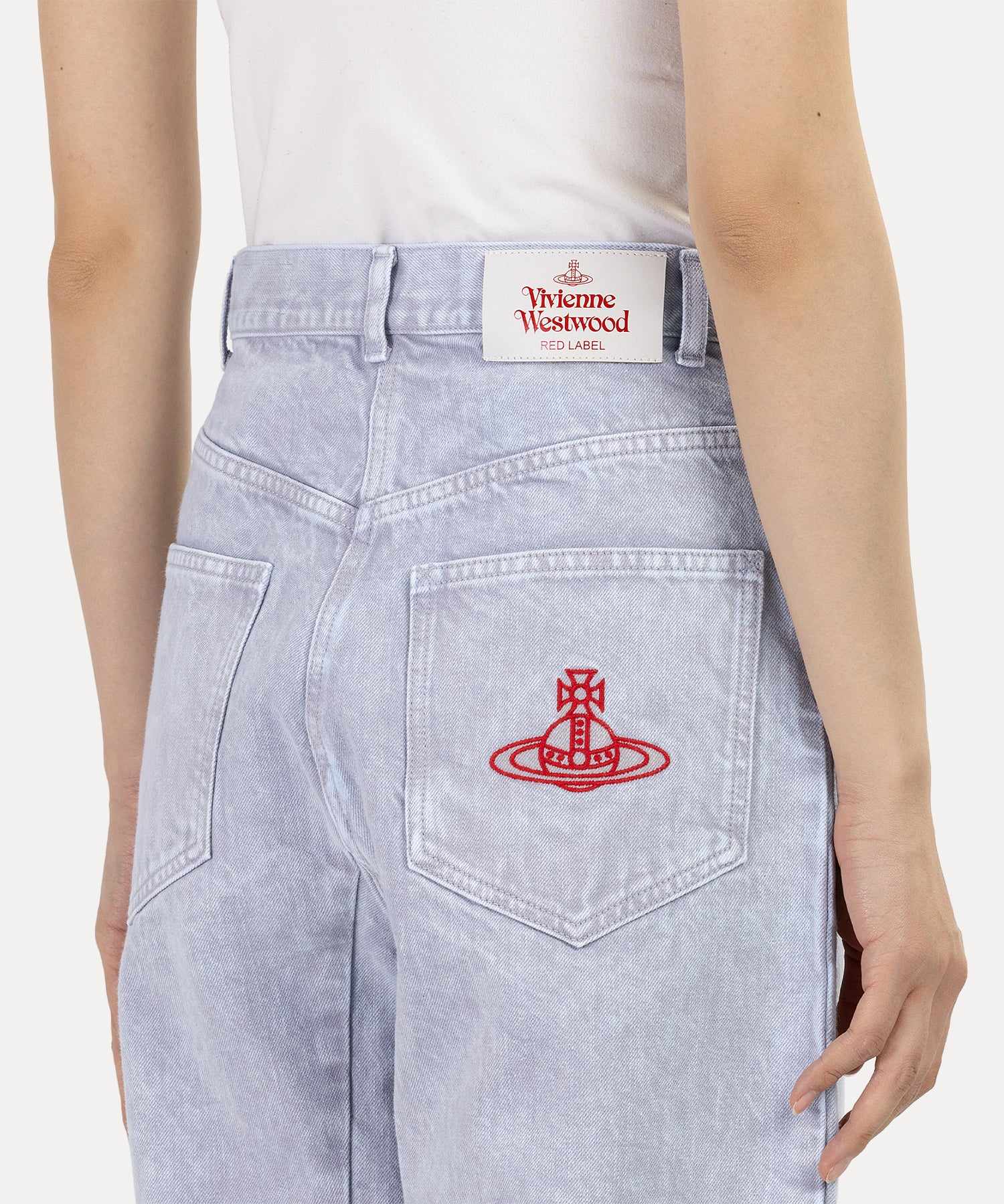 ケミカルカラーデニム ワイドパンツ(ライトグレー)（レディース