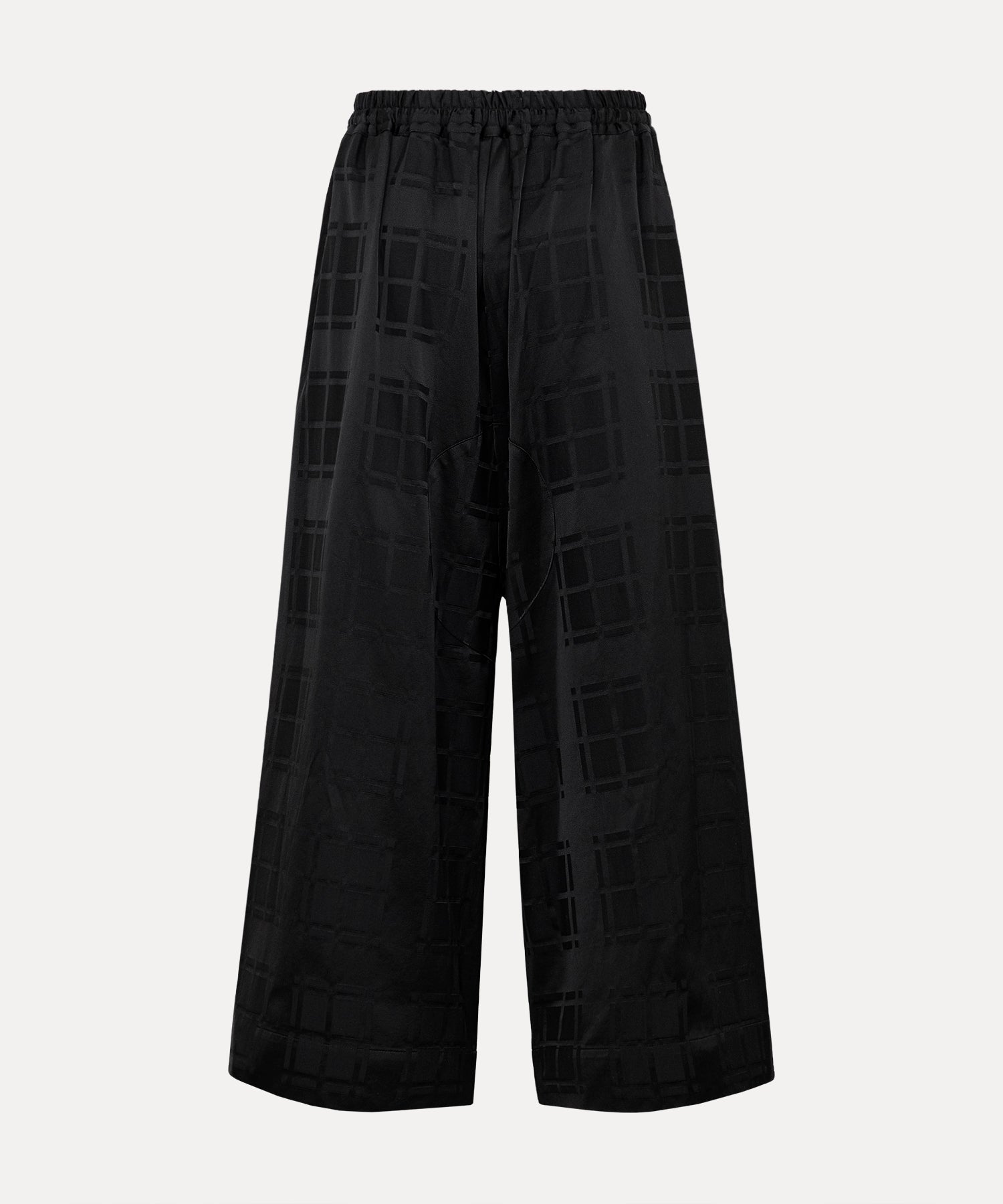 シャドーブライトチェック ギャザーワイドパンツ(ブラック