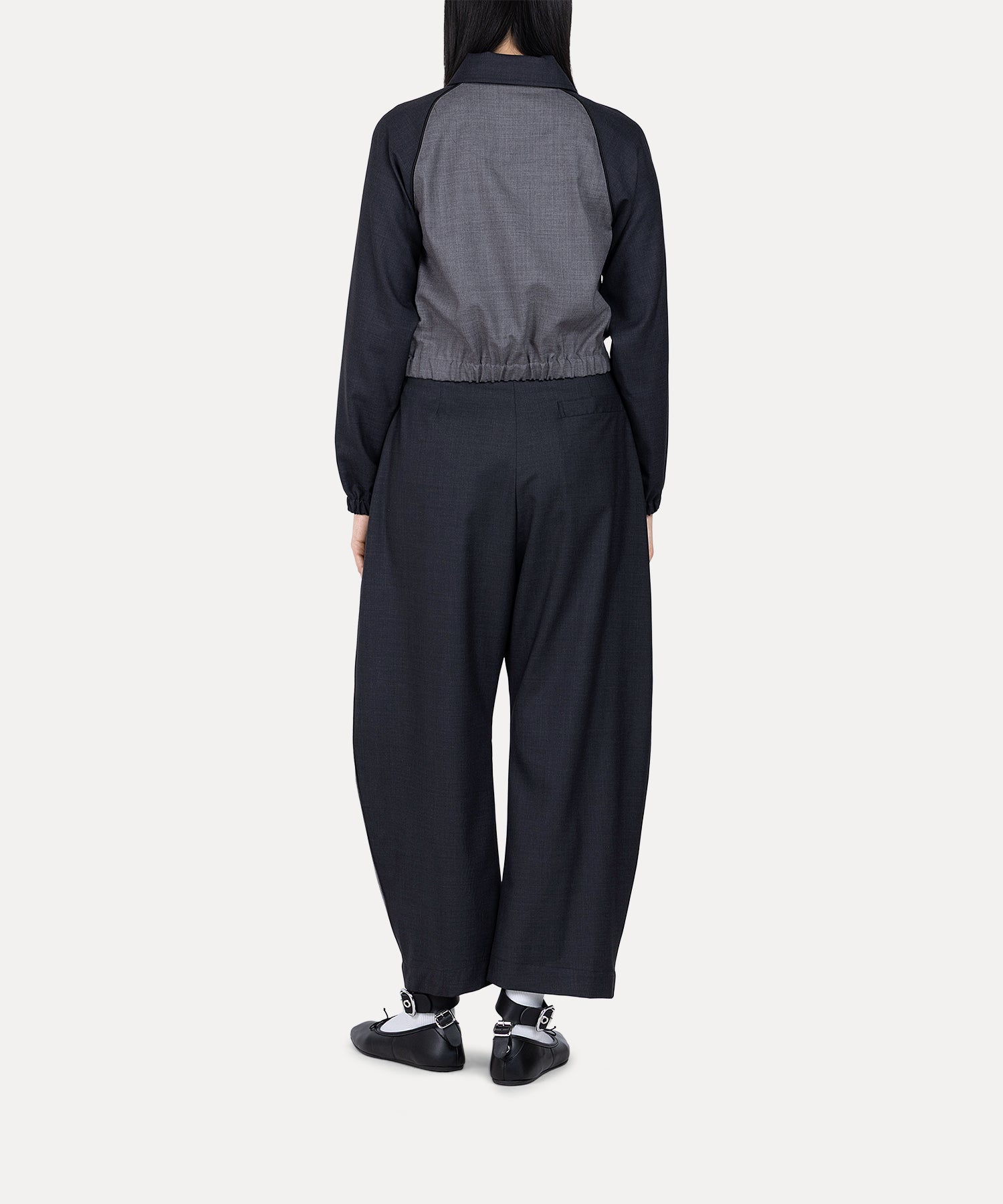 ブロッキング タックトラウザーズ(グレー)（レディース）（1612761013