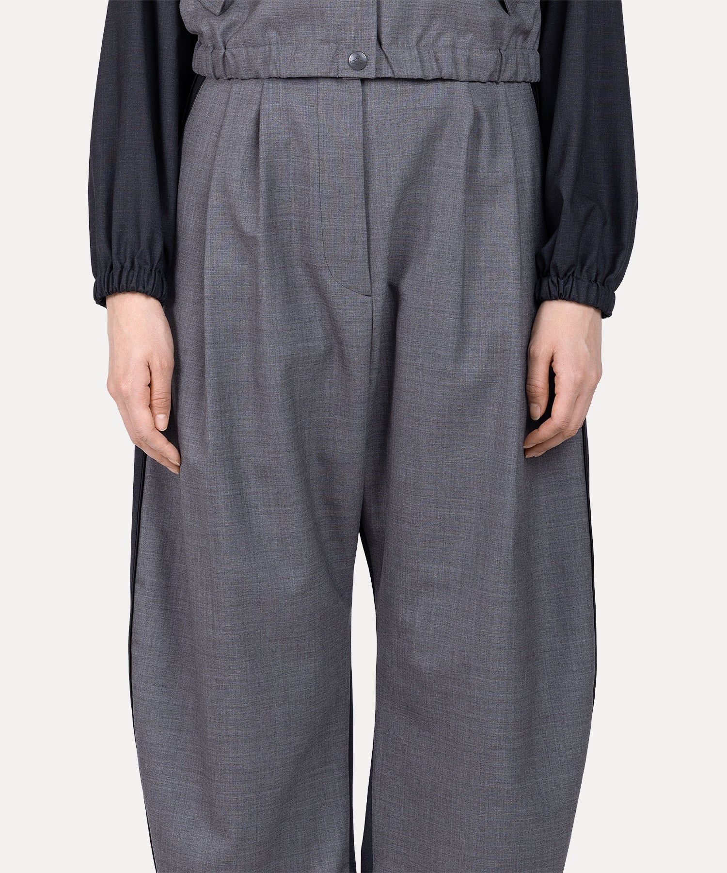 ブロッキング タックトラウザーズ(グレー)（レディース）（1612761013