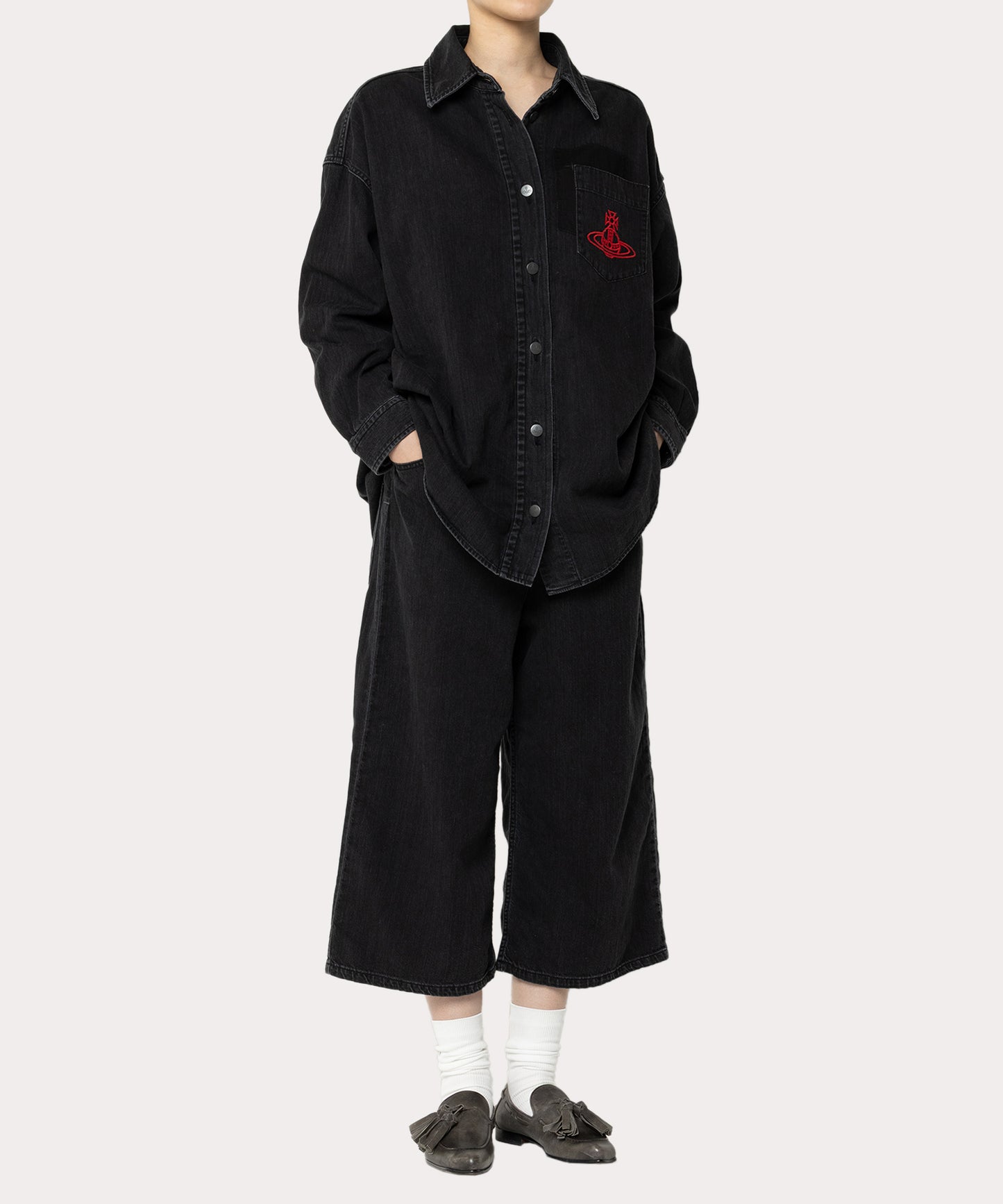 ライトデニムユーズドエフェクト XXLシャツ
